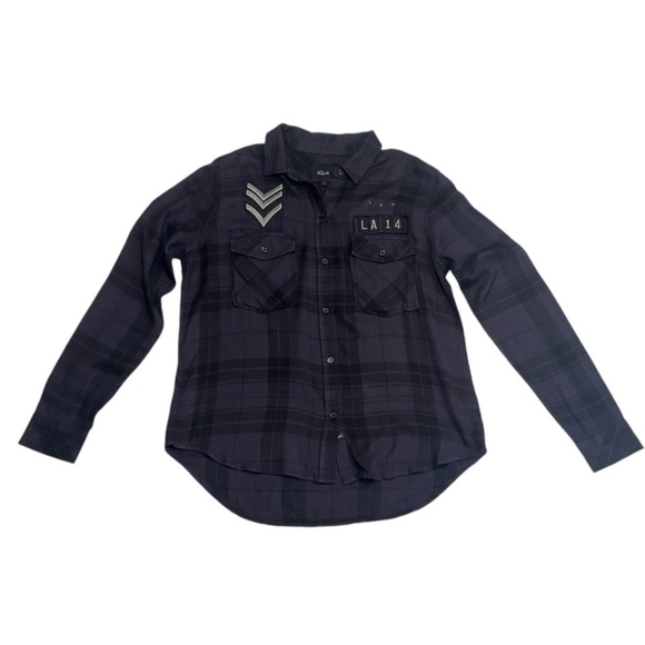 Rails Pepper Juniper Military Black Plaid Button-Up Shirt - Picture 3 of 5